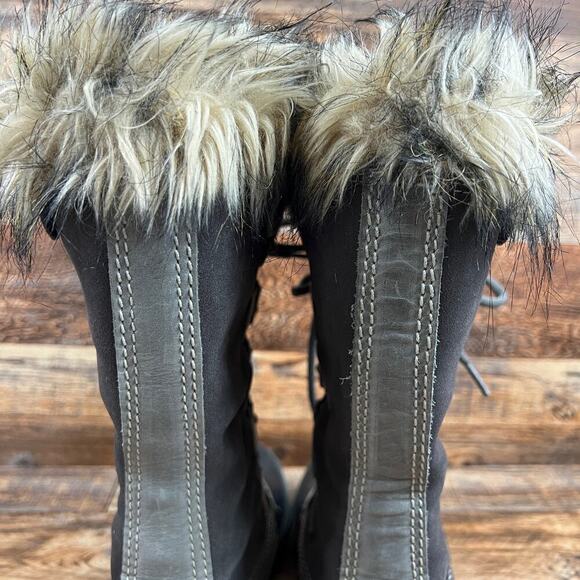 Sorel Joan of Arctic Winter Fur Boots Women's 6 Gray Waterproof Suede Lace Up - Picture 5 of 12